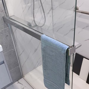 1200mm (w) Chrome Wetroom Wraparound Towel Holder & Shelf (Cut to Size)