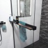 1200mm (w) Matt Black Wetroom Wraparound Towel Holder & Shelf (Cut to Size)