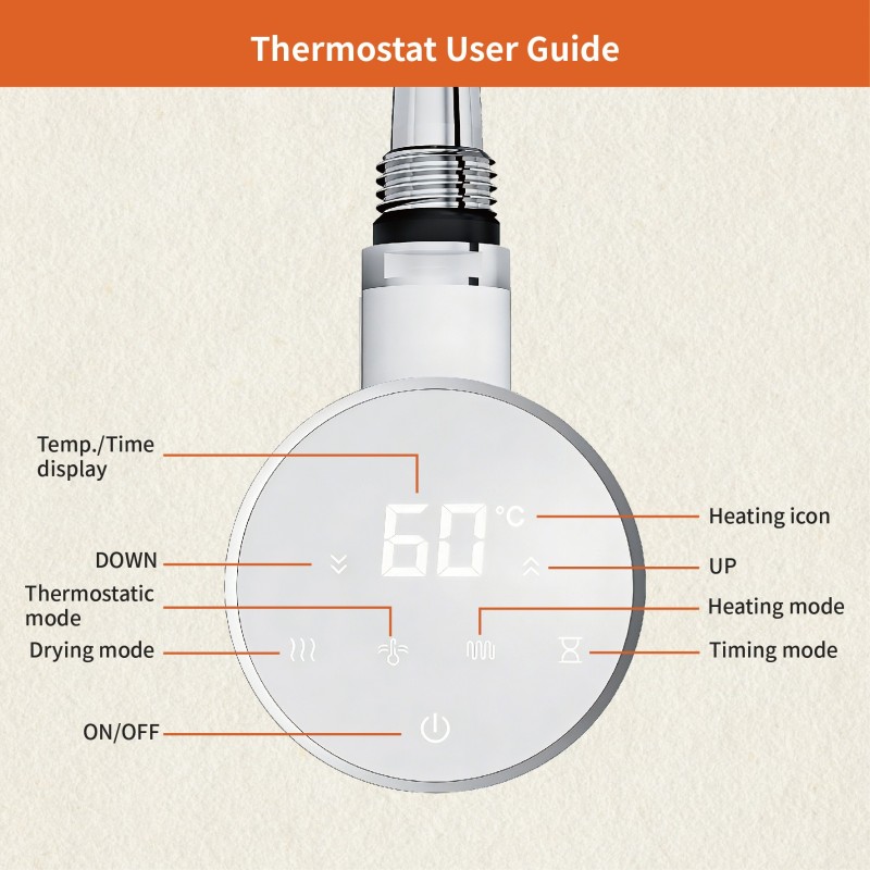 Cleo Round Smart WIFI White Electric Radiator Towel Rail Heating Elements