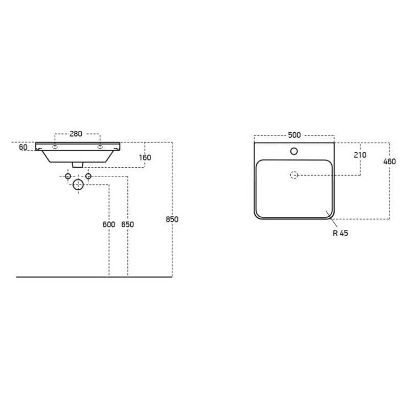 Hades 500mm (w) Wall Hung 1 Drawer Basin Unit & Basin