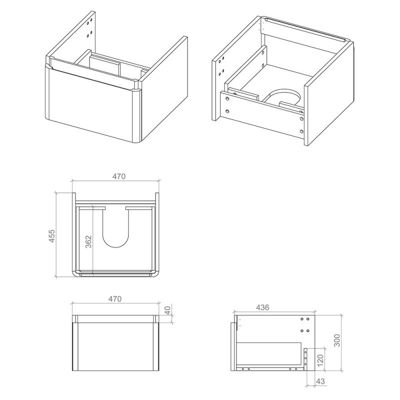 Hades 500mm (w) Wall Hung 1 Drawer Basin Unit & Basin