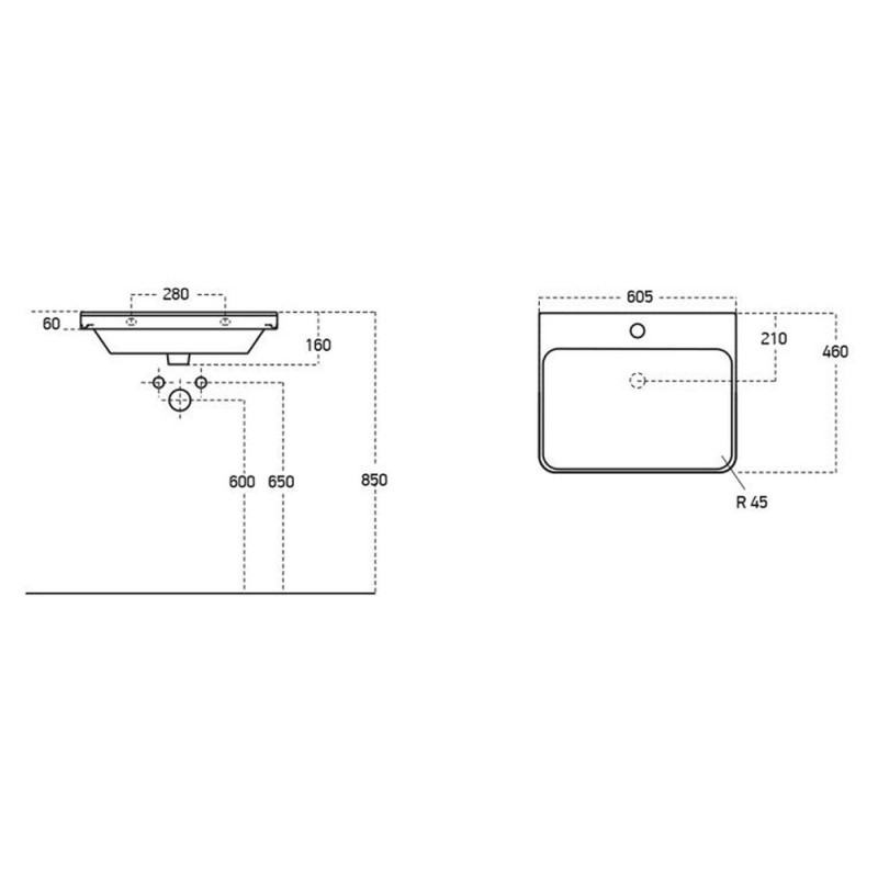Hades 605mm (w) Wall Hung 1 Drawer Basin Unit & Basin