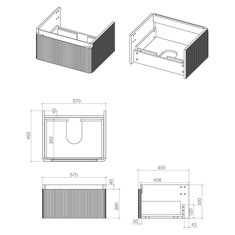 Hades 605mm (w) Wall Hung 1 Drawer Basin Unit & Basin