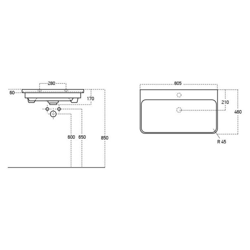 Hades 805mm (w) Wall Hung 1 Drawer Basin Unit & Basin