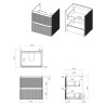 Hades 605mm (w) Wall Hung 2 Drawer Basin Unit & Basin