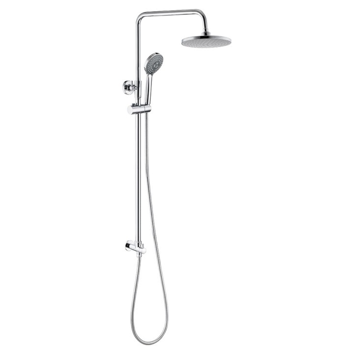 Lynq Chrome Round Shower Kit with Riser & Overhead Kit (200mm Shower Head)