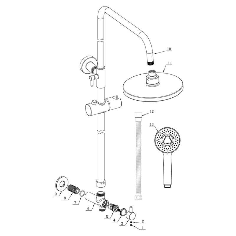 Lynq Chrome Round Shower Kit with Riser & Overhead Kit (200mm Shower Head)