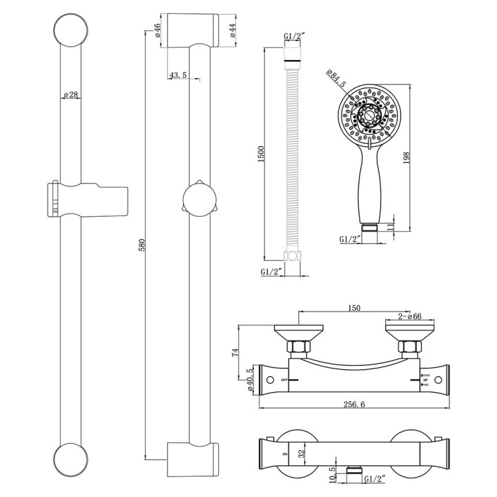 Murcia Low Pressure Thermostatic Bar Mixer Shower - Chrome