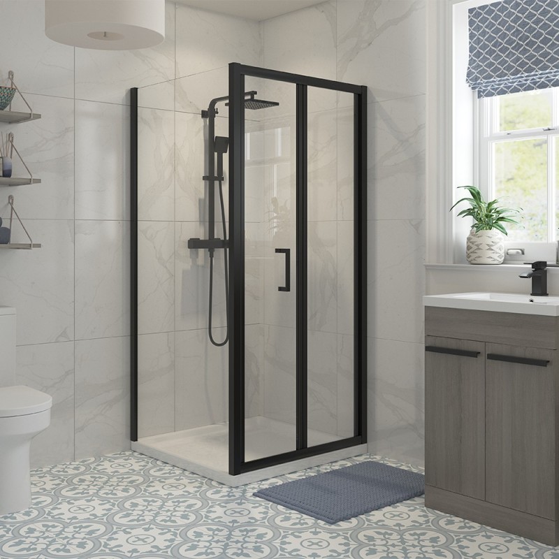 Elin Framed Black Sliding Shower Door 1000mm to 1700mm (w) - 7 Sizes