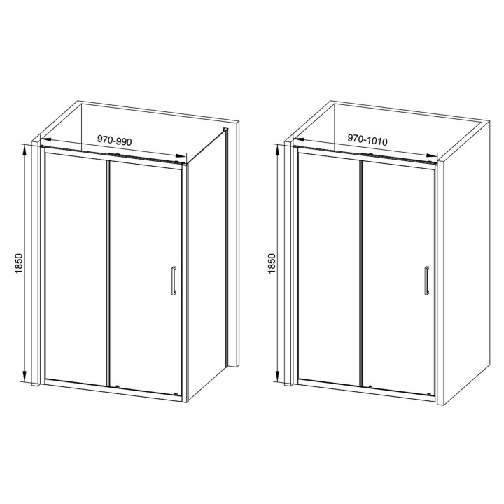 Elin Framed Black Sliding Shower Door 1000mm to 1700mm (w) - 7 Sizes