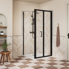 Elin Matt Black Framed Bi-fold Shower Doors 760mm to 900mm (w) - 3 Sizes