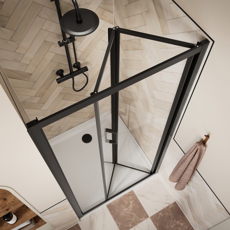 Elin Matt Black Framed Bi-fold Shower Doors 760mm to 900mm (w) - 3 Sizes