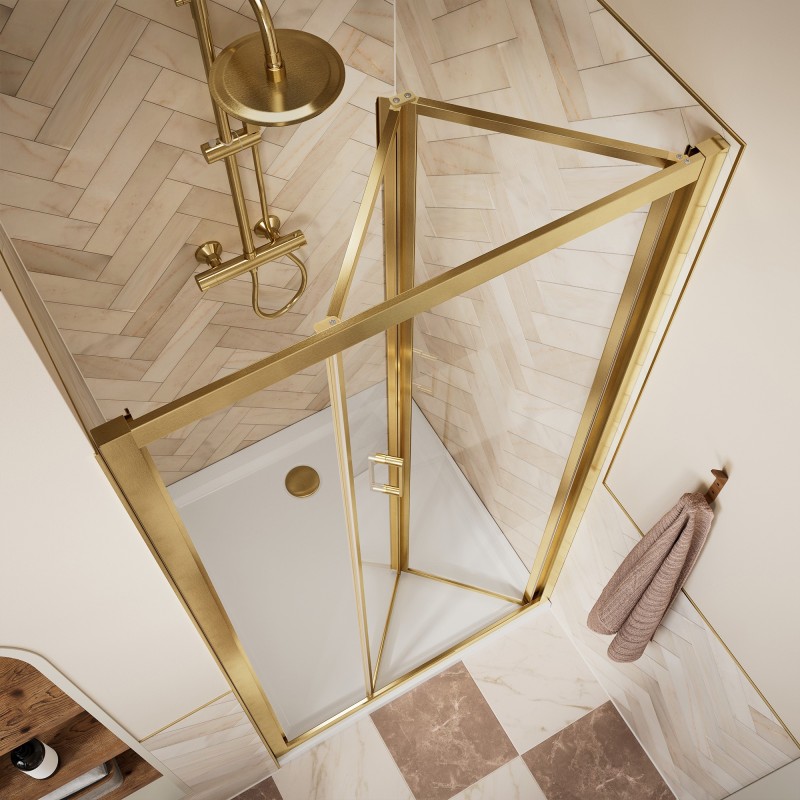 Elin Matt Brushed Brass Framed Bi-fold Shower Doors 760mm to 900mm (w) - 3 Sizes