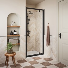 Elin Matt Black Framed Pivot Shower Doors 700mm to 900mm (w) - 4 Sizes