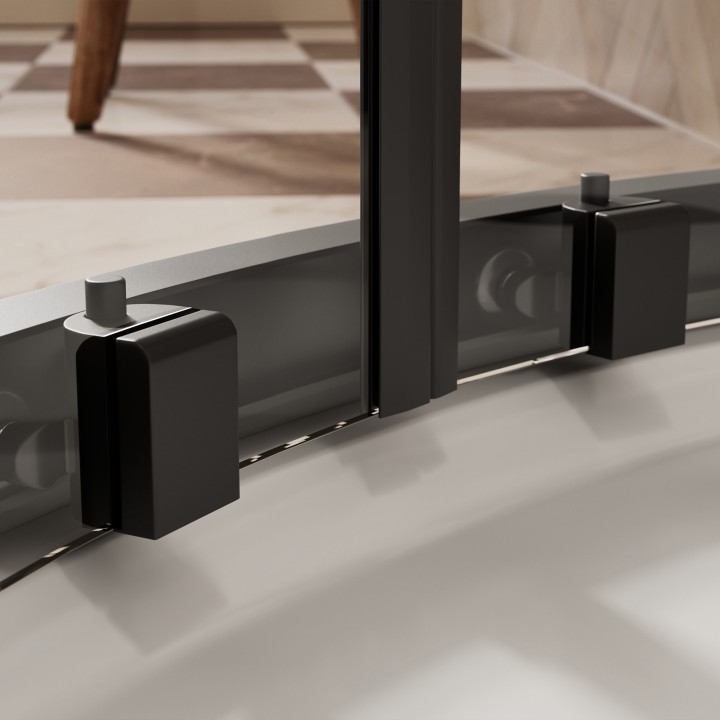 Elin Matt Black Framed 2 Door Offset Quadrant Shower Enclosure - 2 Sizes