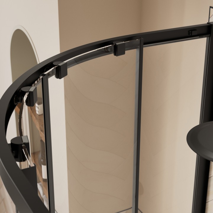 Elin Matt Black Framed 2 Door Offset Quadrant Shower Enclosure - 2 Sizes