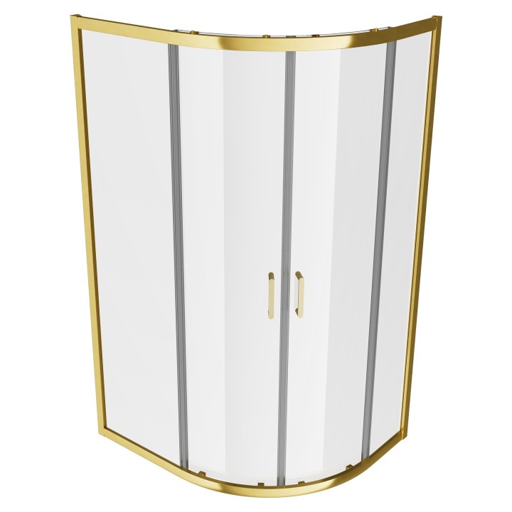 Elin Brushed Brass Framed 2 Door Offset Quadrant Shower Enclosure - 2 Sizes