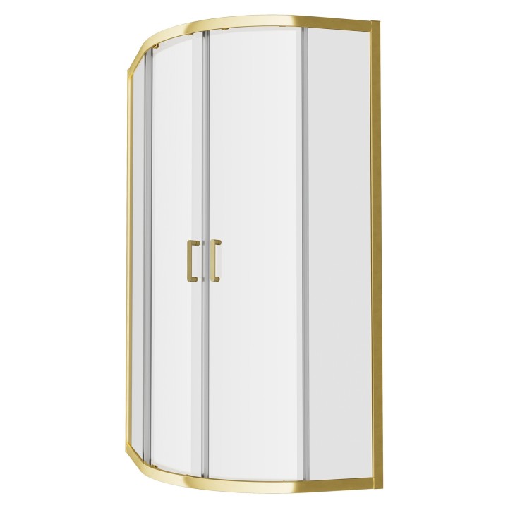 Elin Brushed Brass Framed 2 Door Offset Quadrant Shower Enclosure - 2 Sizes