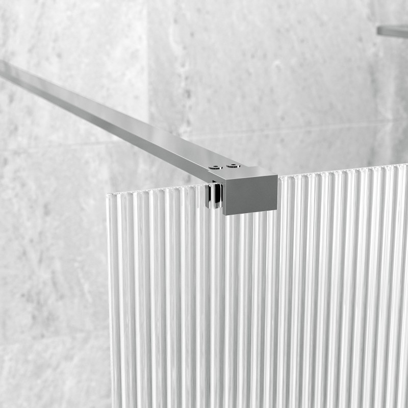 Lowri Chrome 8mm Fluted Wetroom Panels & Support Bars - 4 Sizes