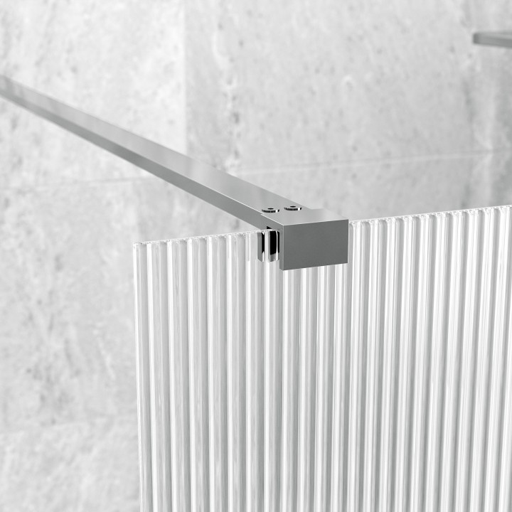 Lowri Chrome 8mm Fluted Wetroom Panels & Support Bars - 4 Sizes