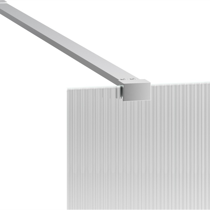 Lowri Chrome 8mm Fluted Wetroom Panels & Support Bars - 4 Sizes