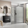Lowri Matt Black 8mm Fluted Wetroom Panels & Support Bars - 4 Sizes
