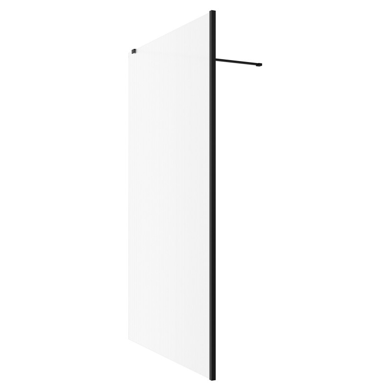 Lowri Matt Black 8mm Fluted Wetroom Panels & Support Bars - 4 Sizes