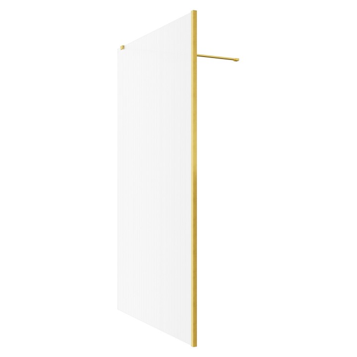 Lowri Brushed Brass 8mm Fluted Wetroom Panels & Support Bars - 4 Sizes
