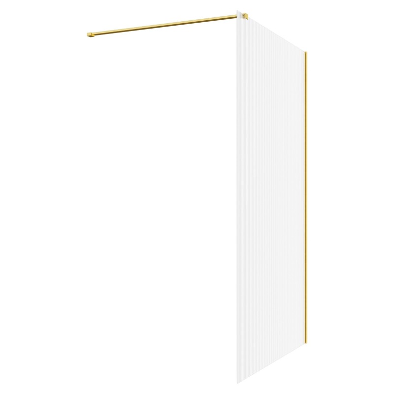 Lowri Brushed Brass 8mm Fluted Wetroom Panels & Support Bars - 4 Sizes