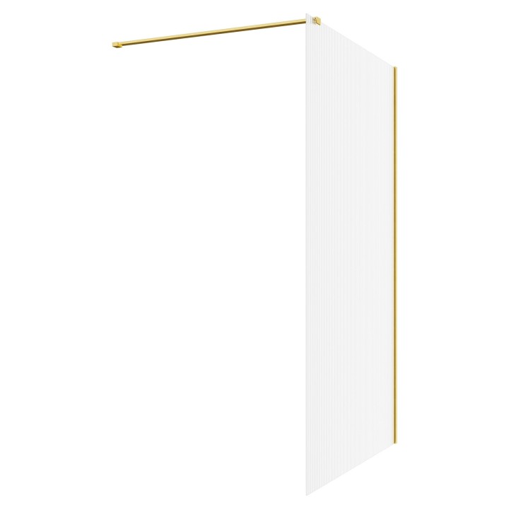 Lowri Brushed Brass 8mm Fluted Wetroom Panels & Support Bars - 4 Sizes
