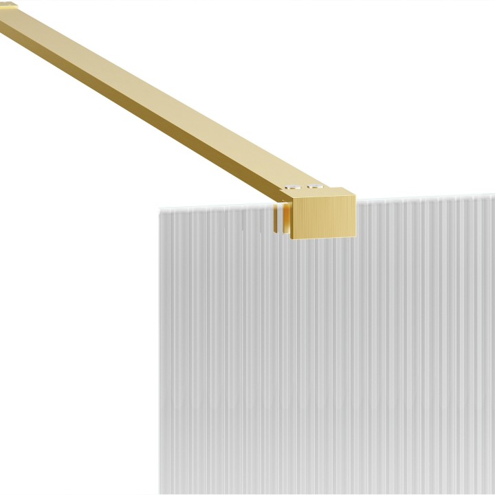 Lowri Brushed Brass 8mm Fluted Wetroom Panels & Support Bars - 4 Sizes