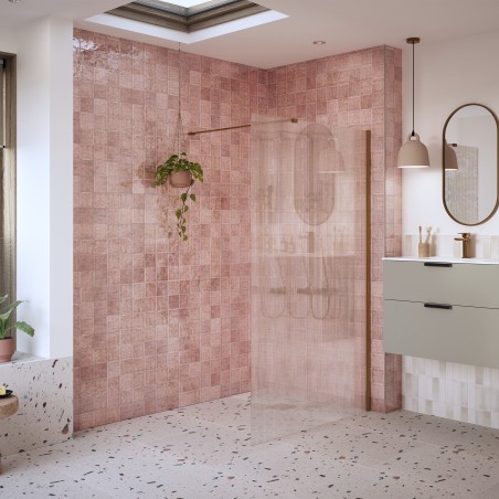 Lowri Brushed Bronze 8mm Fluted Wetroom Panels & Support Bars - 4 Sizes