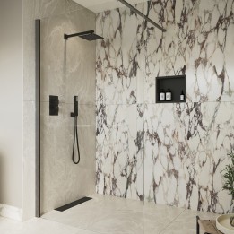 Lowri Gunmetal 8mm Wetroom Panels & Support Bar - 9 Sizes