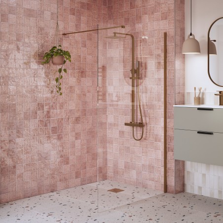 Lowri Brushed Bronze 8mm Wetroom Panels & Support Bar - 9 Sizes