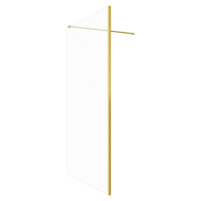 Lowri Brushed Brass 8mm Wetroom Panels & Support Bar - 9 Sizes