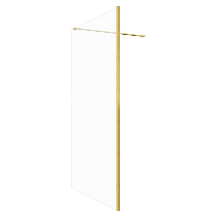 Lowri Brushed Brass 8mm Wetroom Panels & Support Bar - 9 Sizes