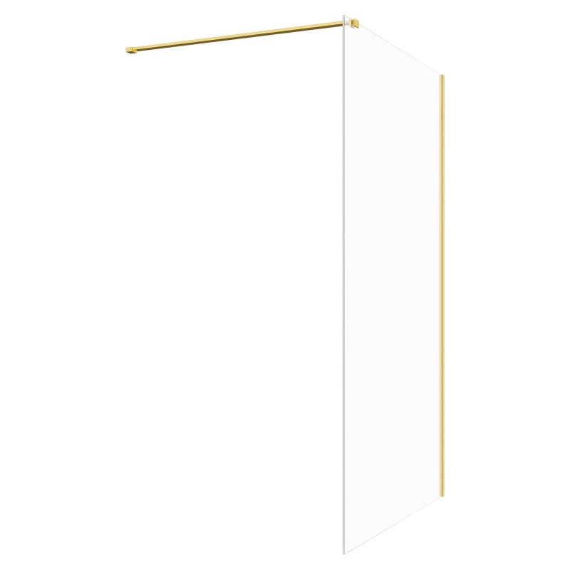 Lowri Brushed Brass 8mm Wetroom Panels & Support Bar - 9 Sizes