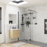 Lowri Matt Black 8mm Wetroom Panels & Support Bar - 9 Sizes