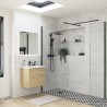 Lowri Matt Black 8mm Wetroom Panels & Support Bar - 9 Sizes