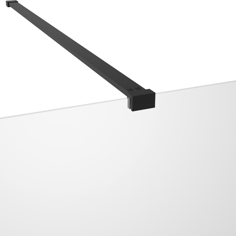 Lowri Matt Black 8mm Wetroom Panels & Support Bar - 9 Sizes