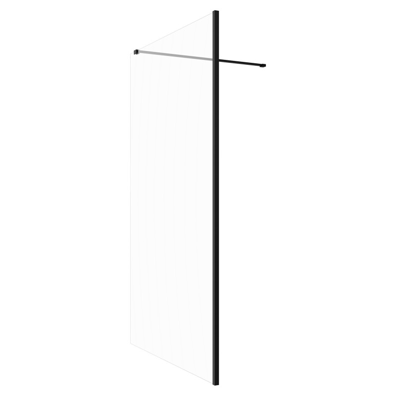 Lowri Matt Black 8mm Wetroom Panels & Support Bar - 9 Sizes