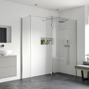 Lowri Chrome 8mm Wetroom Panels & Support Bar - 9 Sizes