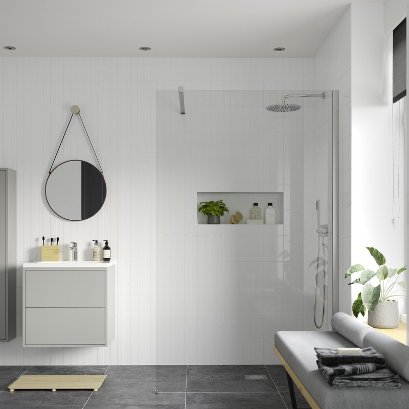 Lowri Chrome 8mm Wetroom Panels & Support Bar - 9 Sizes