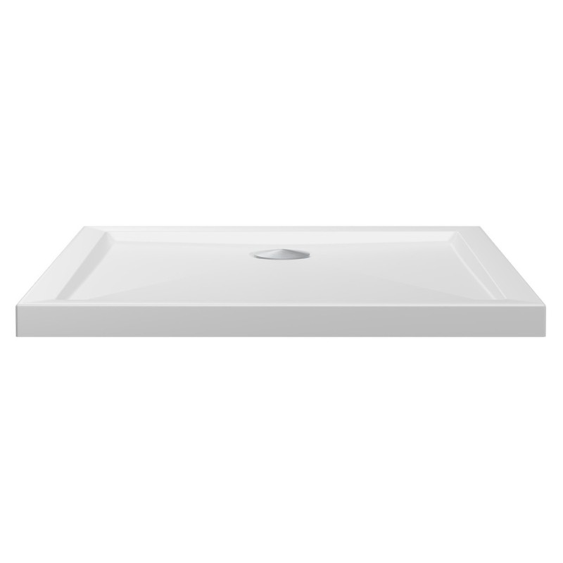White 40mm Low Profile Shower Trays Includes Chrome Waste - 700mm (W) to 900mm (H) - Edge Centre Waste