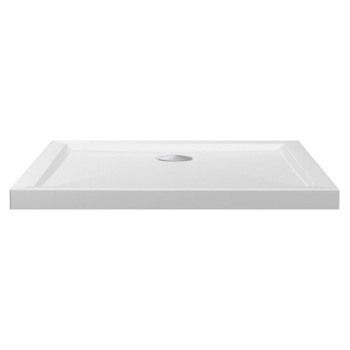 White 40mm Low Profile Shower Trays Includes Chrome Waste - 700mm (W) to 900mm (H) - Edge Centre Waste