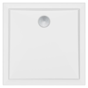 White 40mm Low Profile Shower Trays Includes Chrome Waste - 700mm (W) to 900mm (H) - Edge Centre Waste