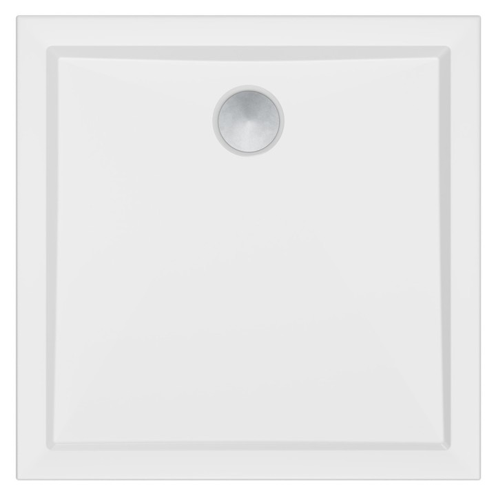 White 40mm Low Profile Shower Trays Includes Chrome Waste - 700mm (W) to 900mm (H) - Edge Centre Waste