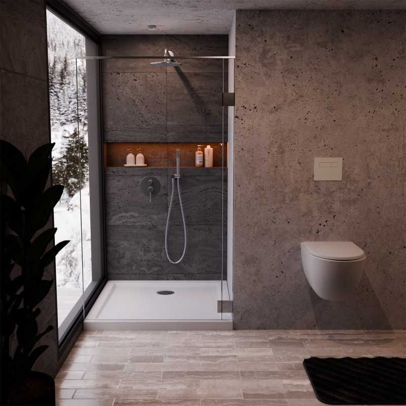 White 40mm Low Profile Shower Trays Includes Chrome Waste - 700mm (W) to 900mm (H) - Edge Centre Waste