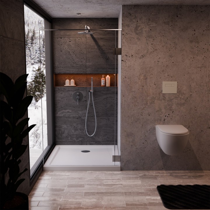 White 40mm Low Profile Shower Trays Includes Chrome Waste - 700mm (W) to 900mm (H) - Edge Centre Waste