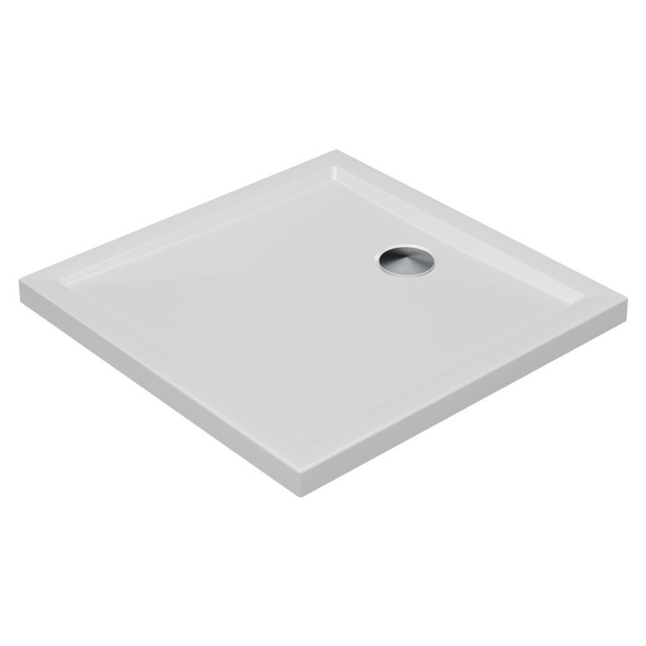 White 40mm Low Profile Shower Trays Includes Chrome Waste - 700mm (W) to 900mm (H) - Edge Centre Waste